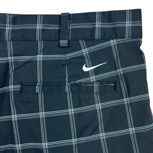 Nike Shorts Mens Size 40 Black‎ White Plaid Stretch Golf Performance 12” Inseam